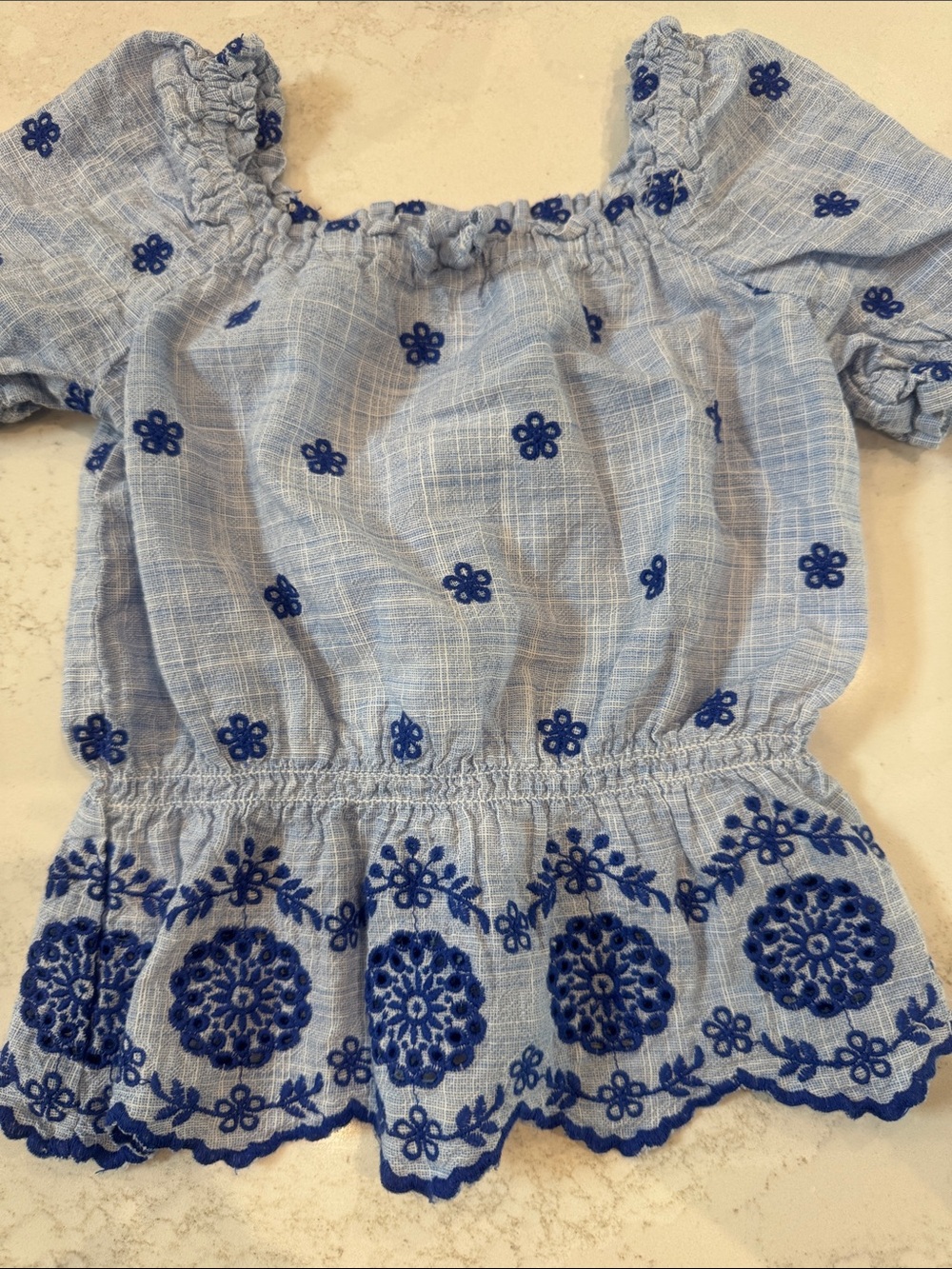 Gymboree Light Blue Embroidered Peplum Top with matching pants